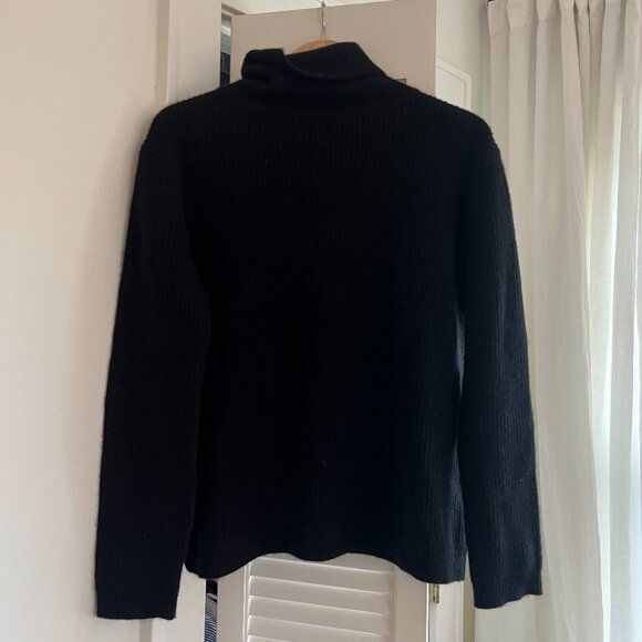 Quince Mongolian Cashmere Fisherman Turtleneck Size M Black. - Picture 1 of 1